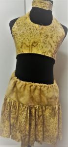 Kids Costumes to Hire - African GIRL halterneck & skirt leoperd print yellow